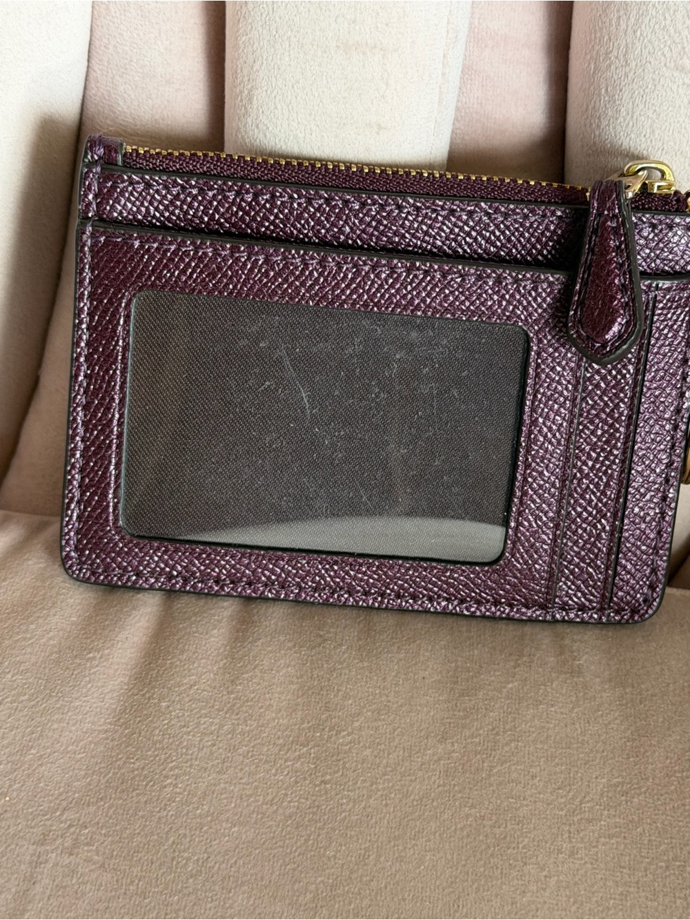 COACH Mini Skinny Keychain ID Case in Metallic Deep Plum 💜 - Picture 9 of 16